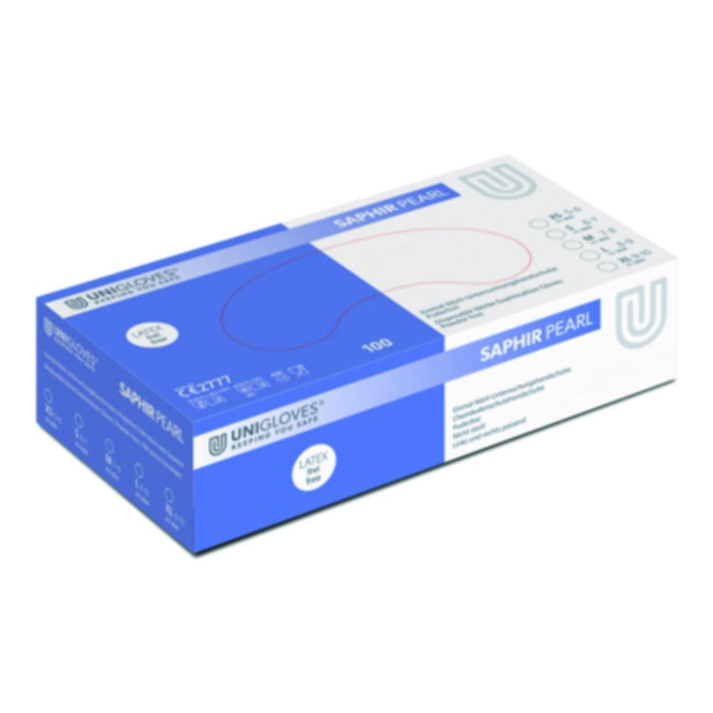 Unigloves Nitrile Gloves Saphir Pearl Size XL (9-10), Powder-Free, Non Sterile, Rolling Edges, Pack of 100