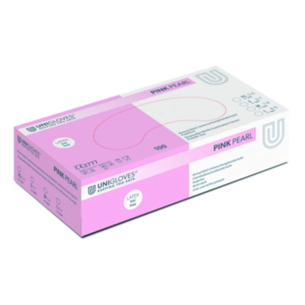 Unigloves Nitrile Gloves Pink Pearl Size M (8) Pink, latex/powder Free,Non Sterile,Rolling Edges, Micro-Roughened Finger Tips, Pack of 100