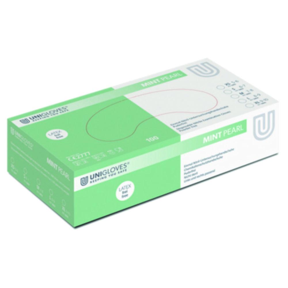 Unigloves Nitrile Gloves Mint Pearl Size S (7) Mint,latex/powder Free,Non Sterile,Rolling Edges, Micro-Roughened Finger Tips, Pack of 100