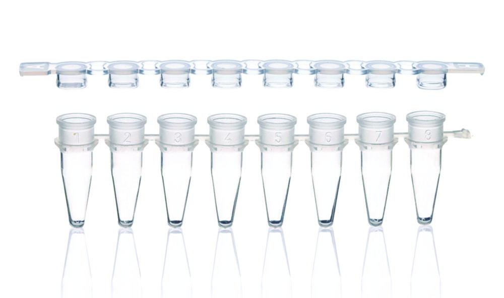 BRAND Strips 8 PCR Tubes PP Clear with Cap, Strips Flat, Pack of 250