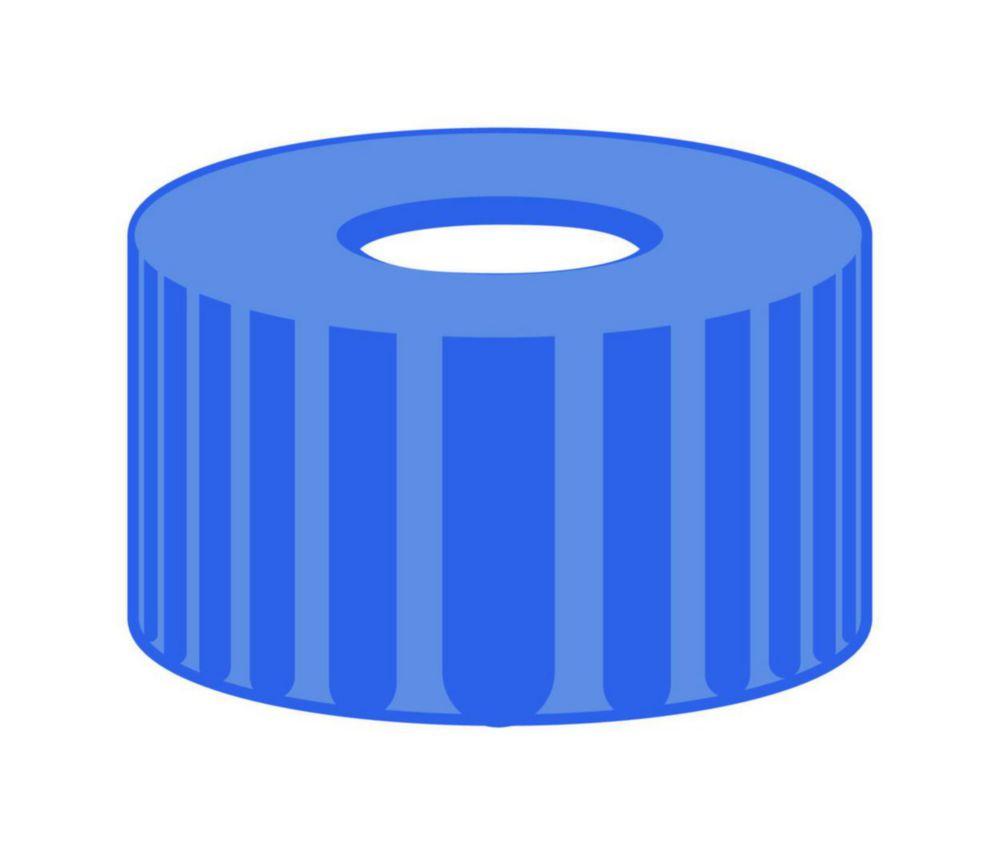 Screw Cap, N 9, blue PP, hole PTFE virginal, white, pack of 100